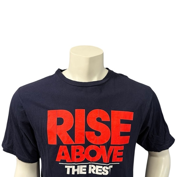 Adidas Men’s Athletic T-Shirt Blue Red “Rise Above” Logo Short Sleeve L - Picture 5 of 6